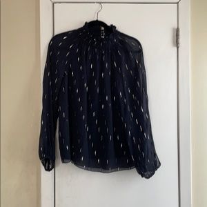 Rebecca Taylor Navy Shimmer Blouse Size 12